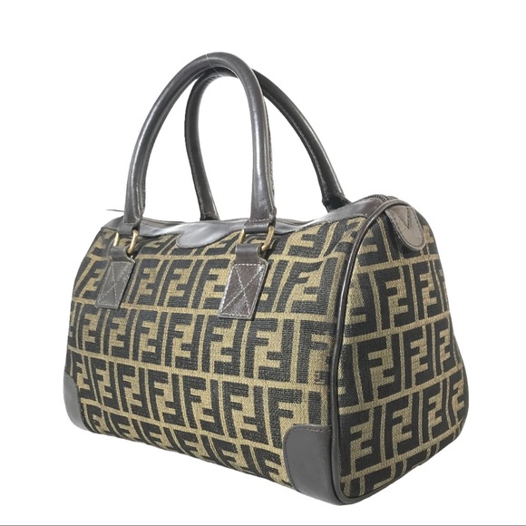 AUTH Fendi Zucca Canvas Boston Bag Handbag - Picture 3 of 8